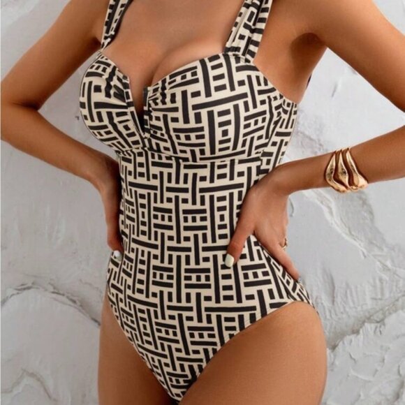 Other - Geometric Patterned One-Piece Swimsuit